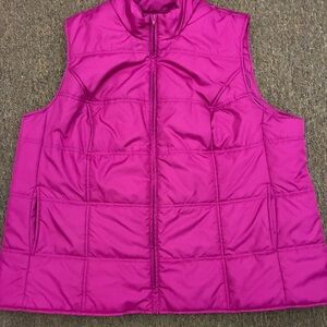 Woman Within Bright Pink Puffer Vest